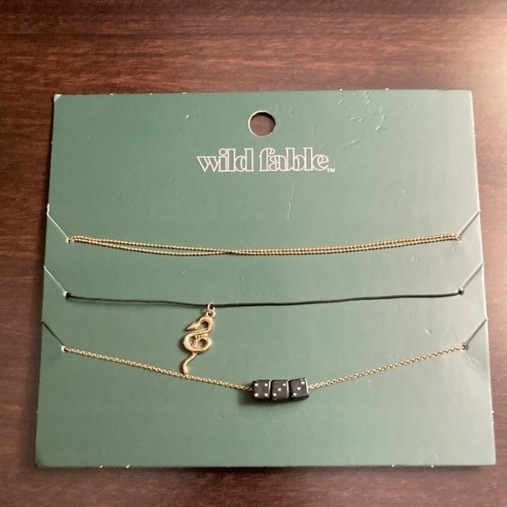 Wild Fable Gold and Black Layered Necklace Set